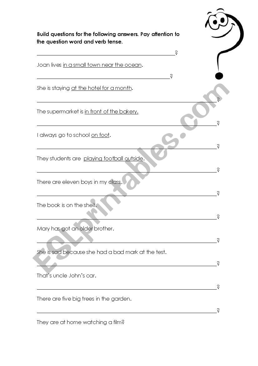 Build Questions worksheet