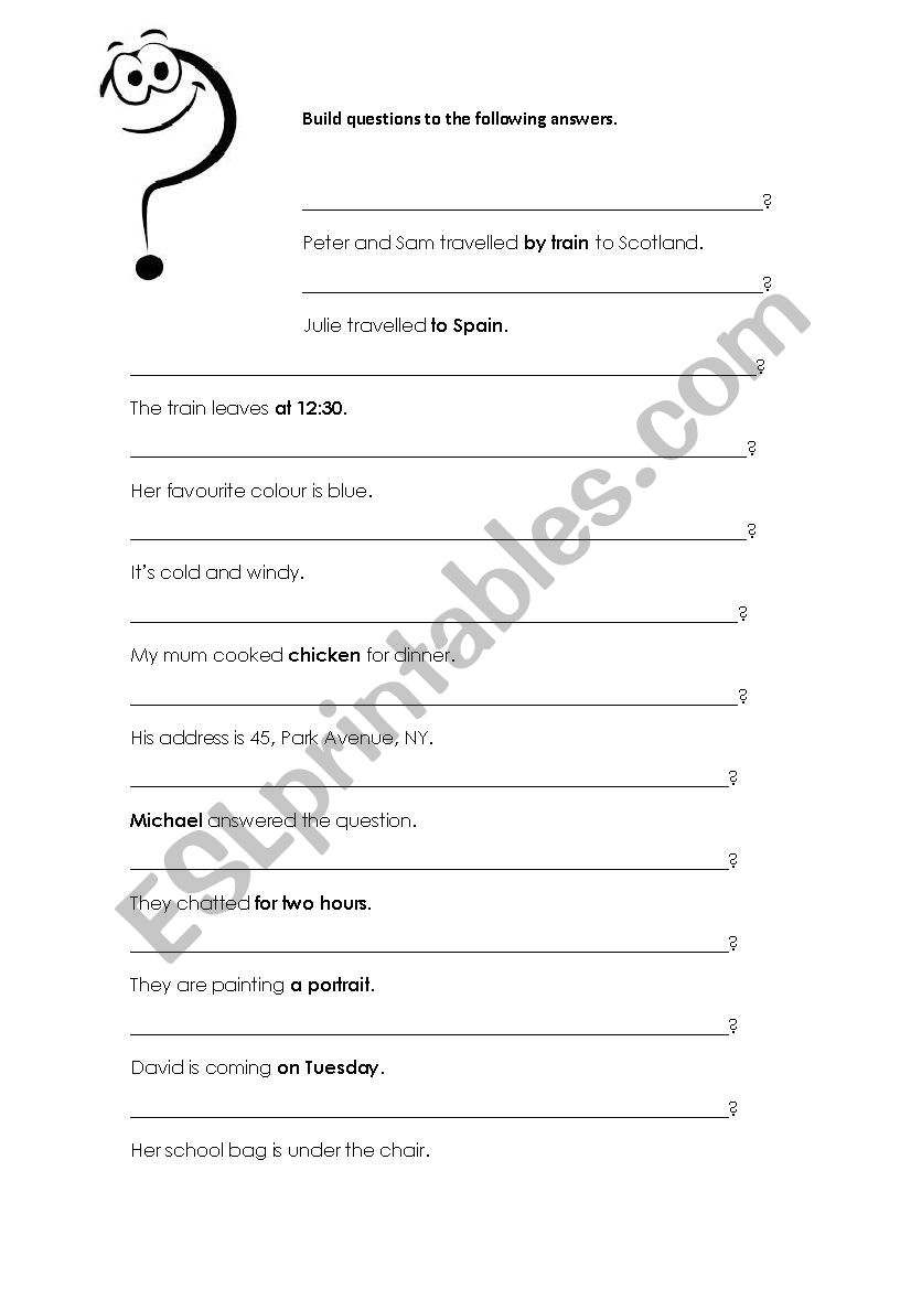 Build questions worksheet