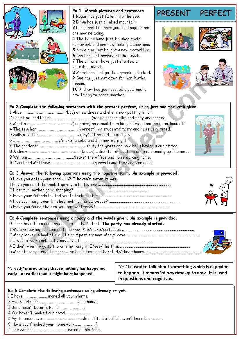 Present perfect worksheet