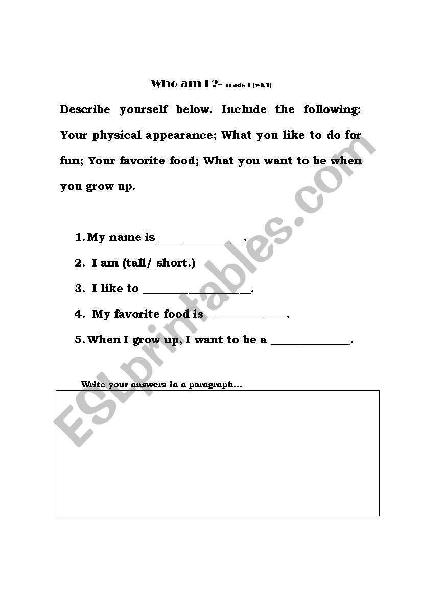 Describing People/ Easy worksheet