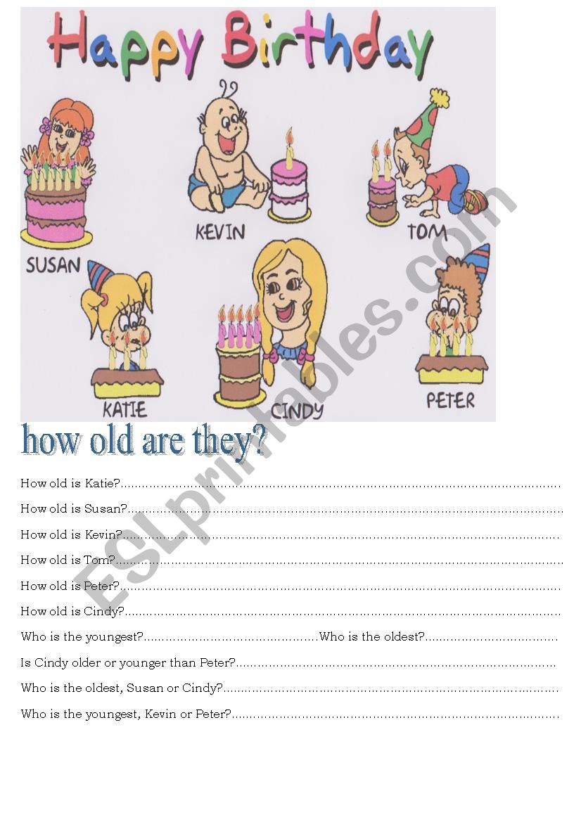 how old are they worksheet