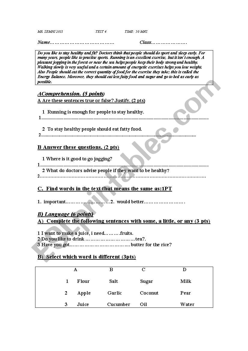 March Quiz worksheet