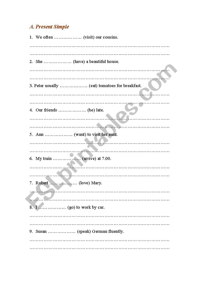 Present Simple worksheet