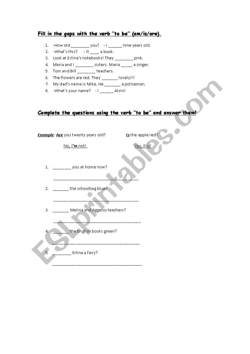 verb to be questions and answers