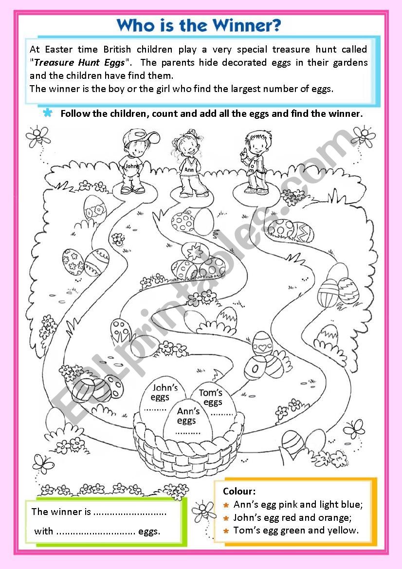 Treasure Hunt Eggs worksheet