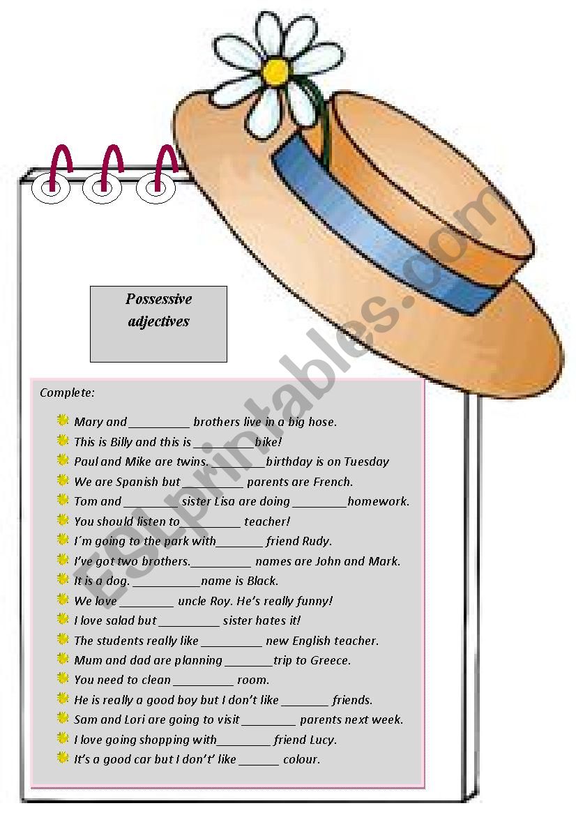 Possessive adjectives worksheet