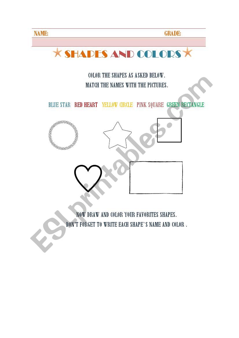 Shapes and colors worksheet