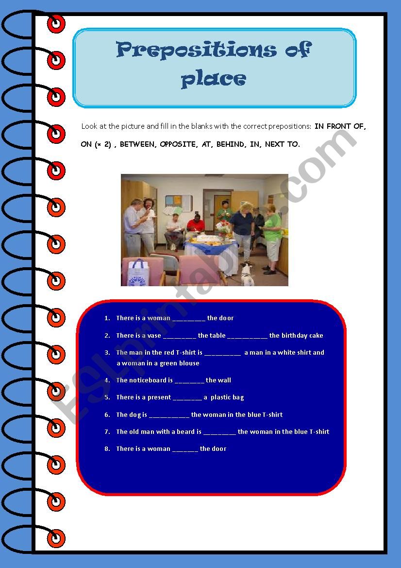 Prepositions of place worksheet