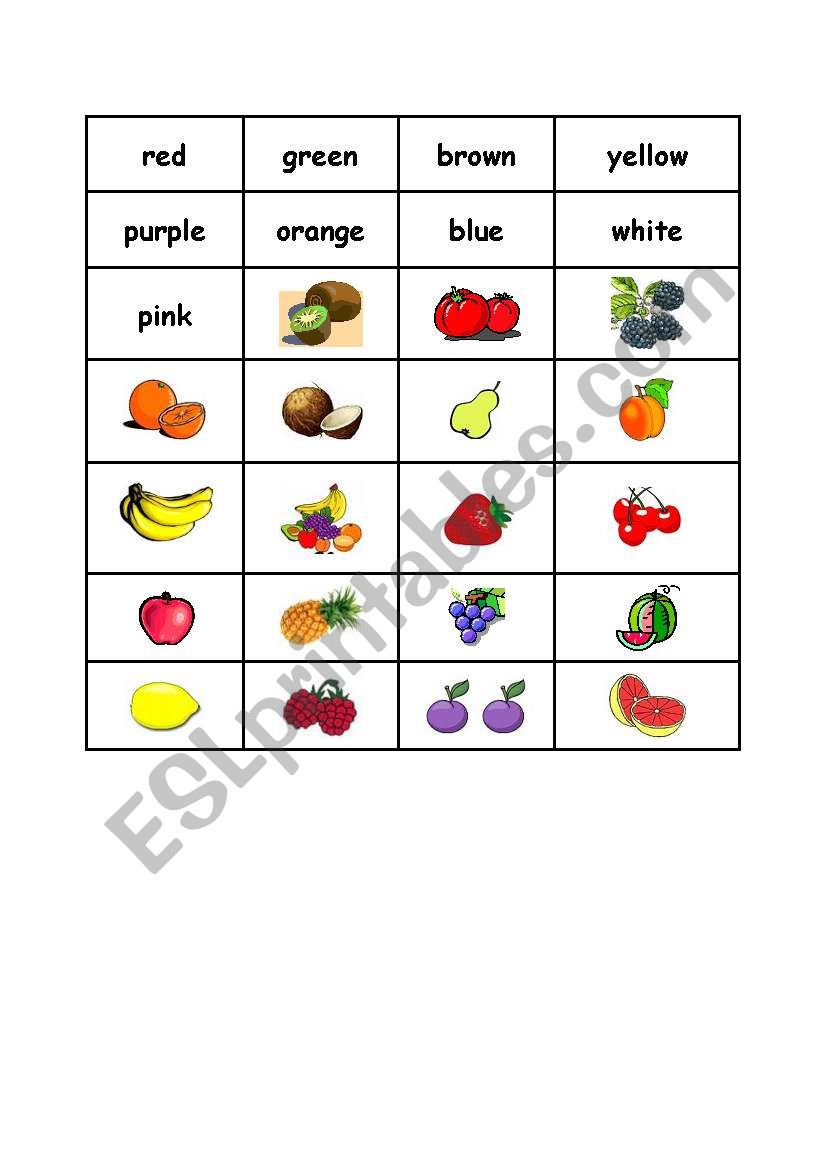 Fruit Bingo 2 counters and instruct