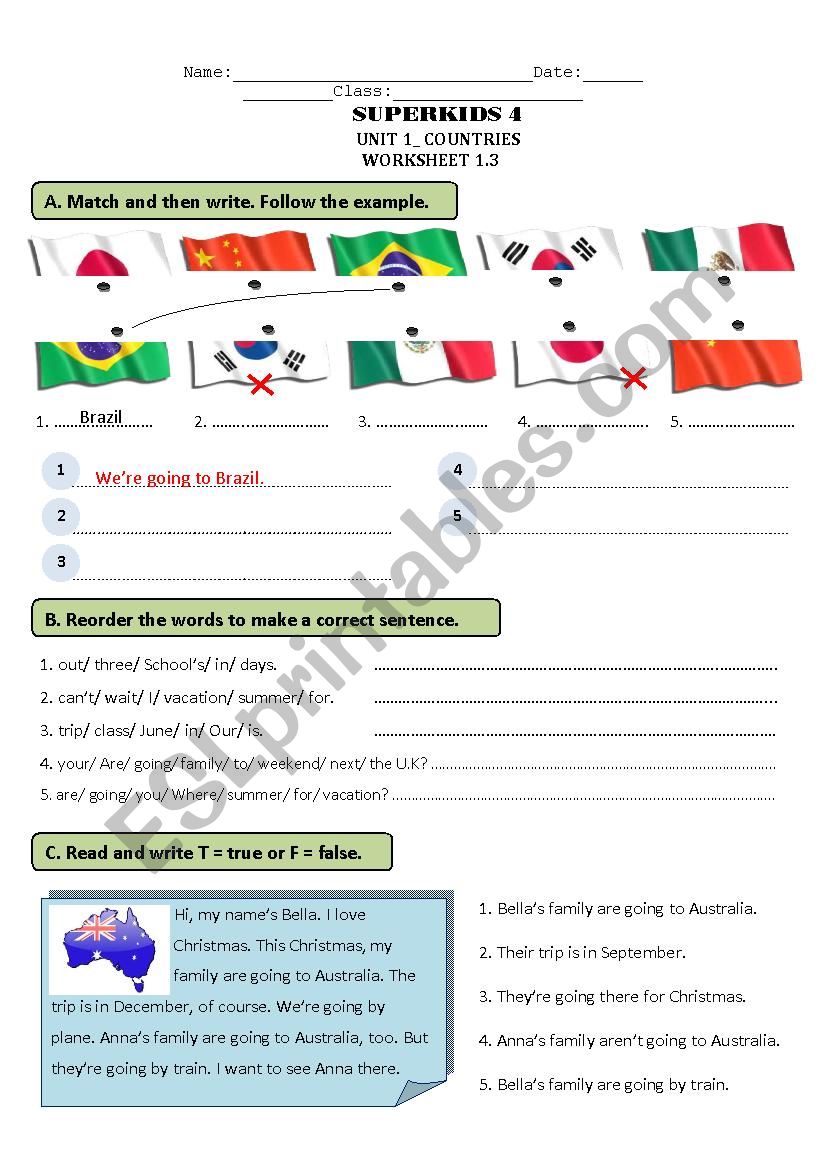 Countries in the world worksheet