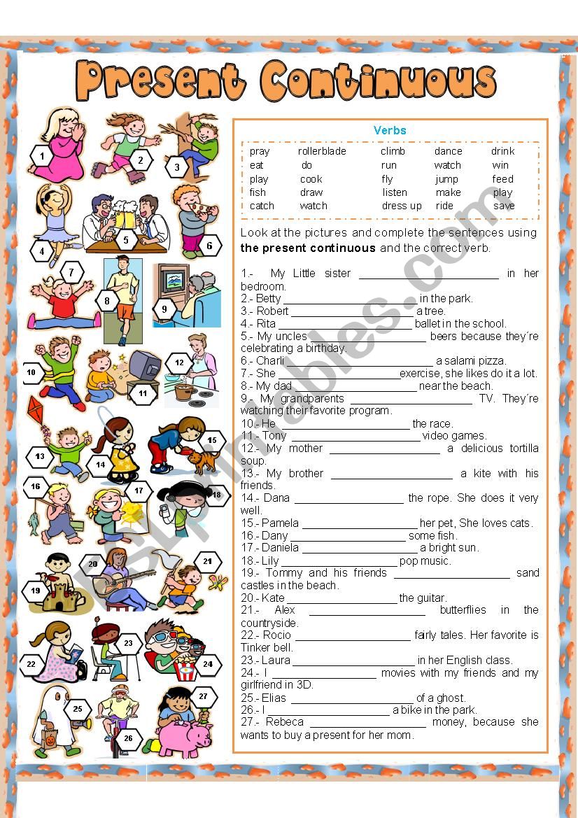 present continuous worksheet