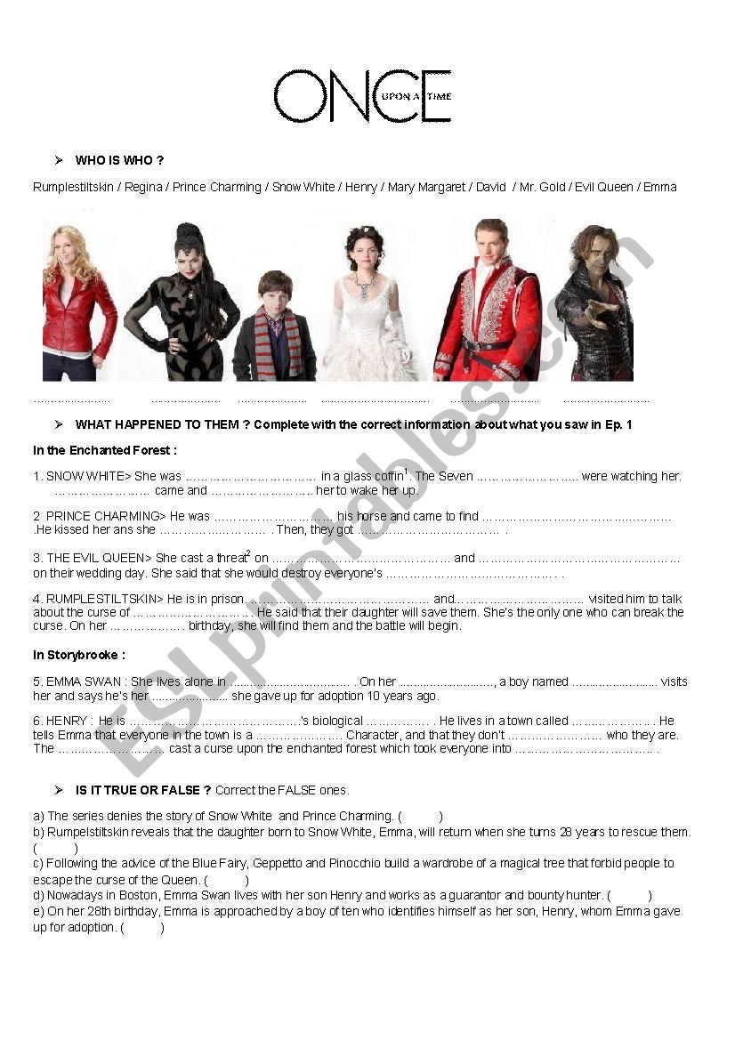 ONCE UPON A TIME -S01E01 worksheet