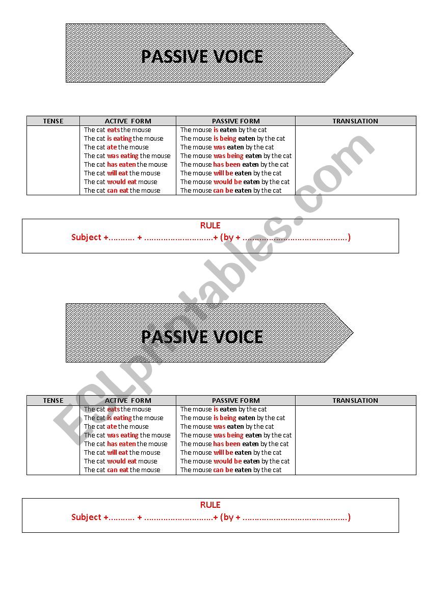 Passive voice worksheet