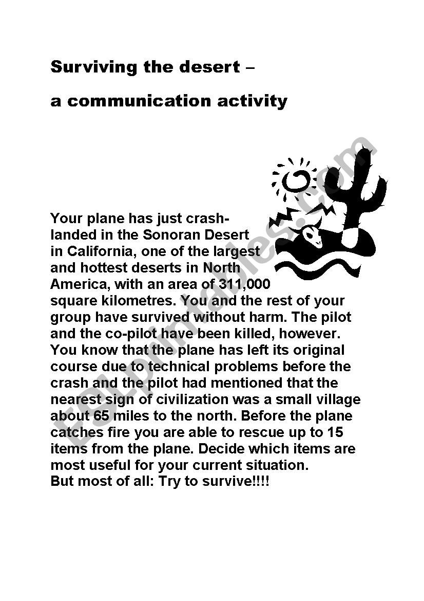 Desert Survival Problem worksheet