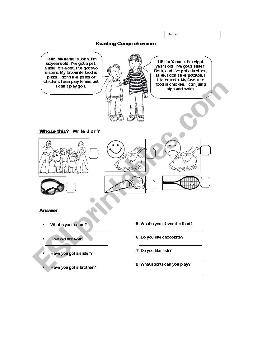 Reading Comprehension worksheet