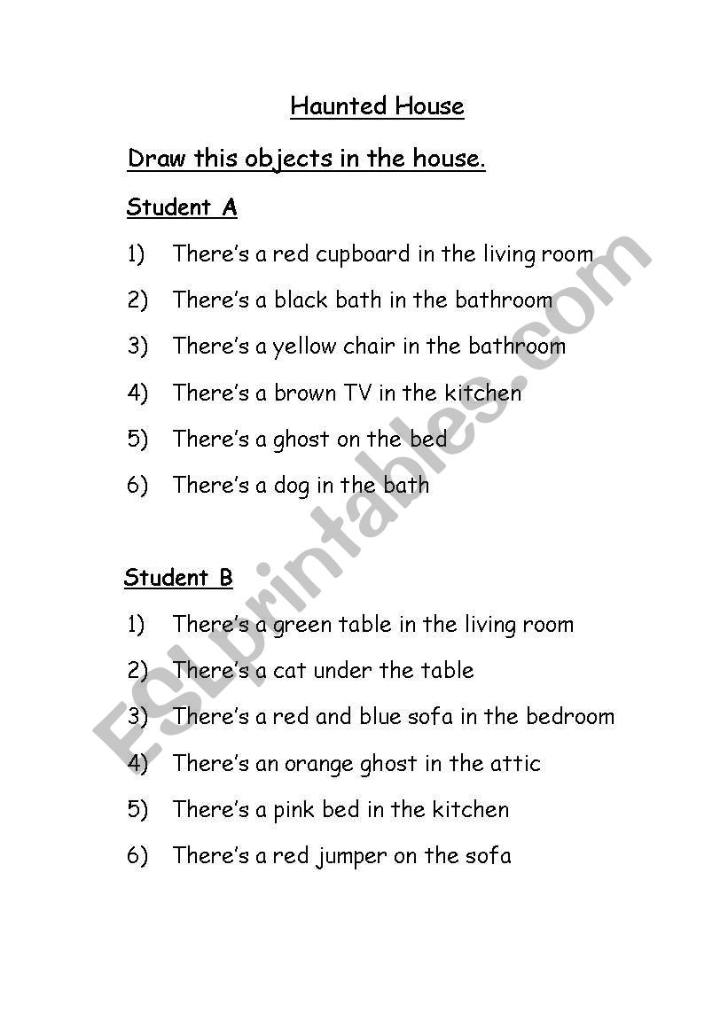 Haunted House worksheet