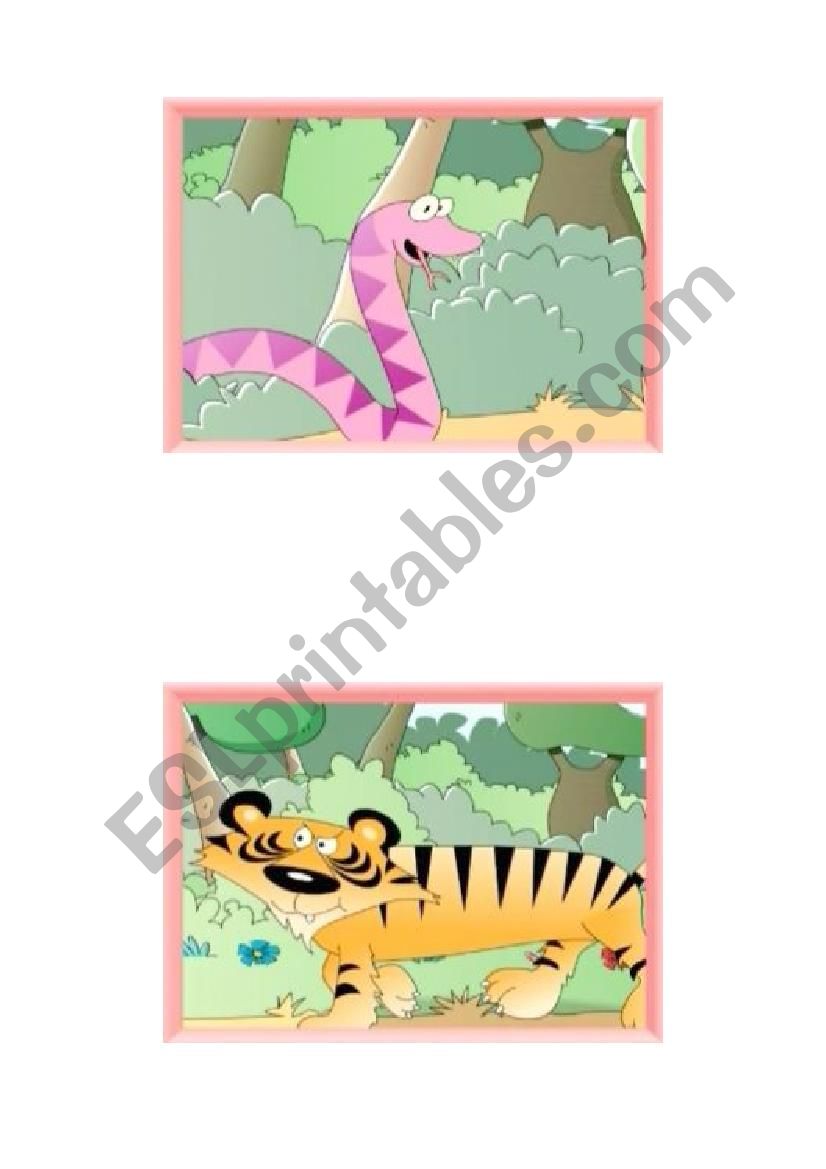 jungle animals - flashcards worksheet