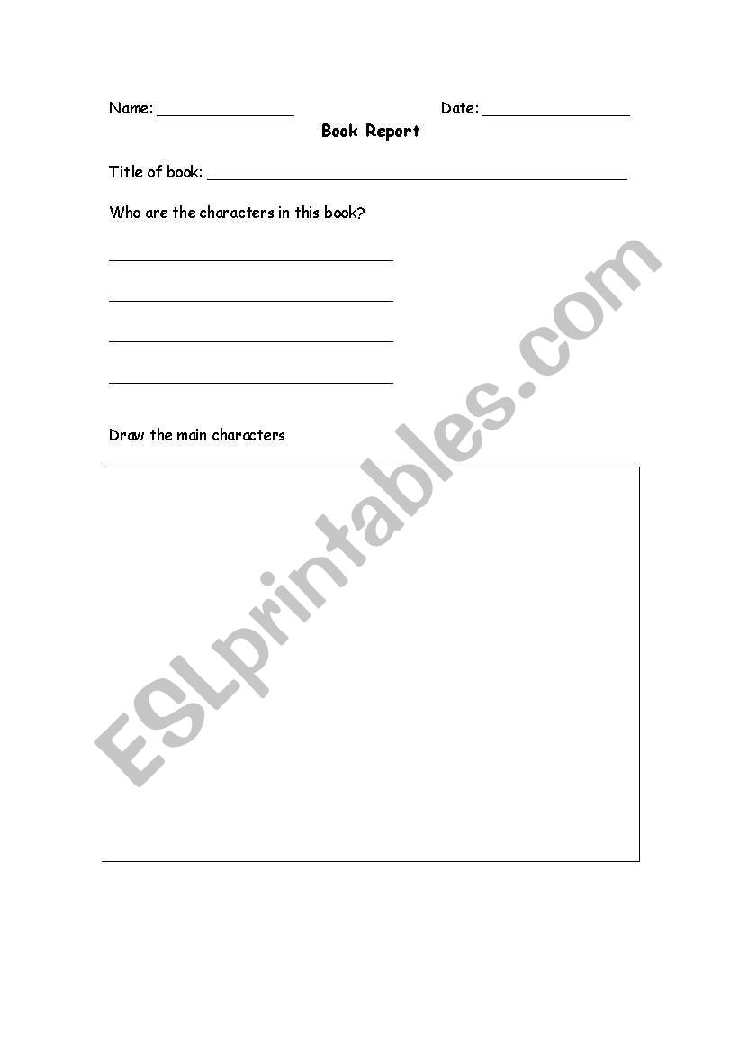 book report worksheet