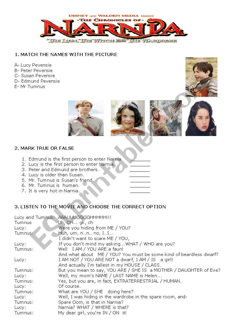 The Chronicles of Narnia  worksheet