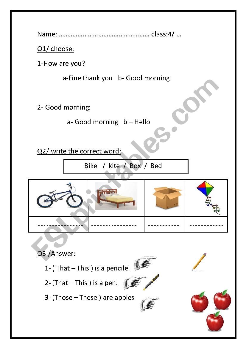 Quiz ( choose / fill /match / this that those)
