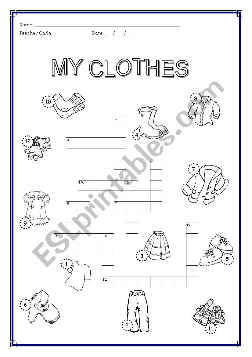 CLOTHES worksheet