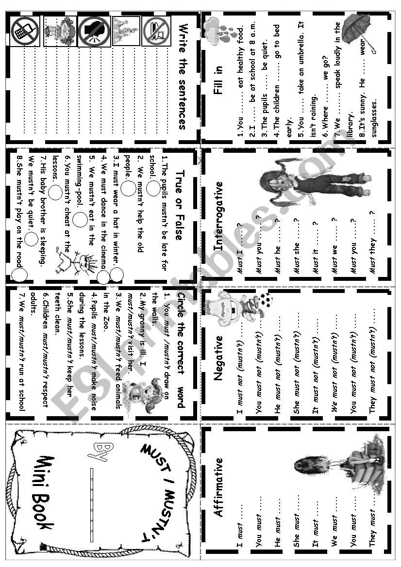 Must / Mustnt // mini book worksheet