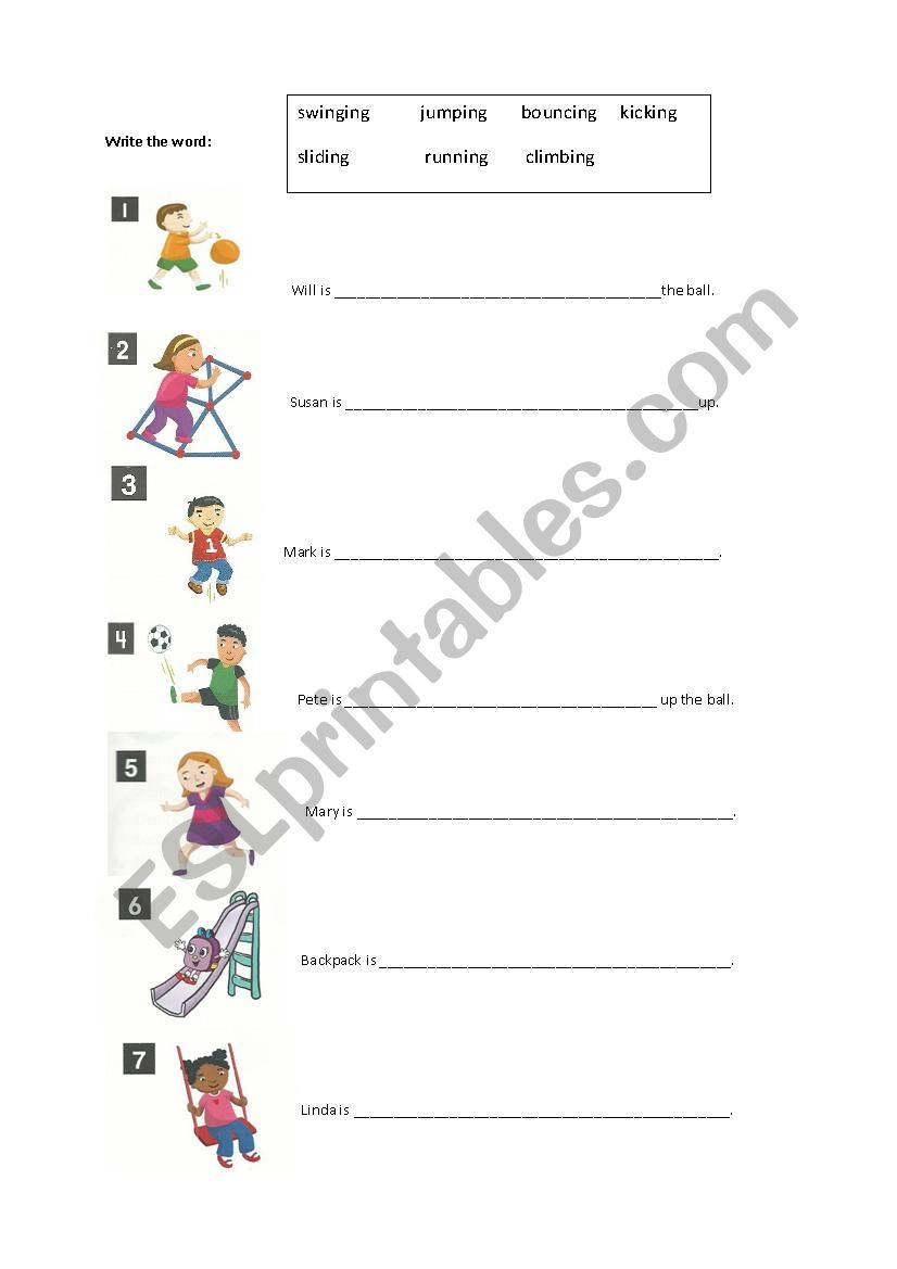 Write the words worksheet