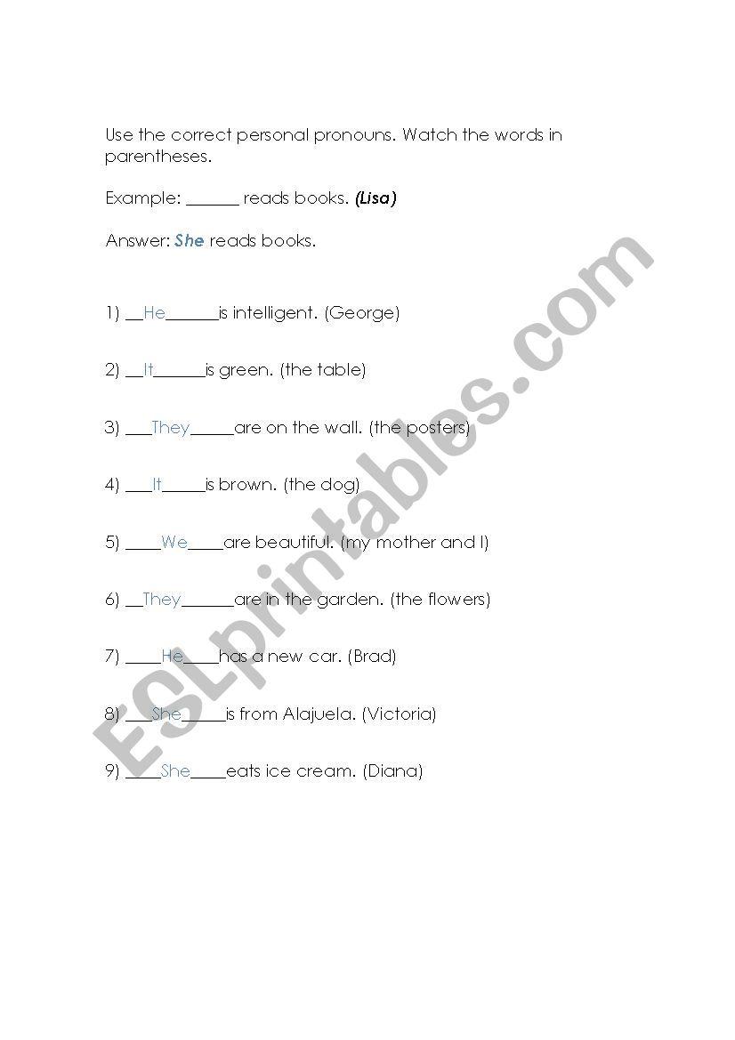 Personal pronouns short practice