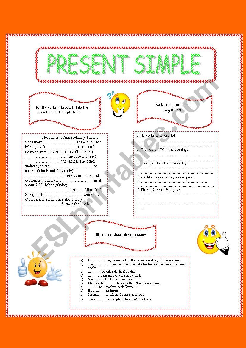 present simple worksheet