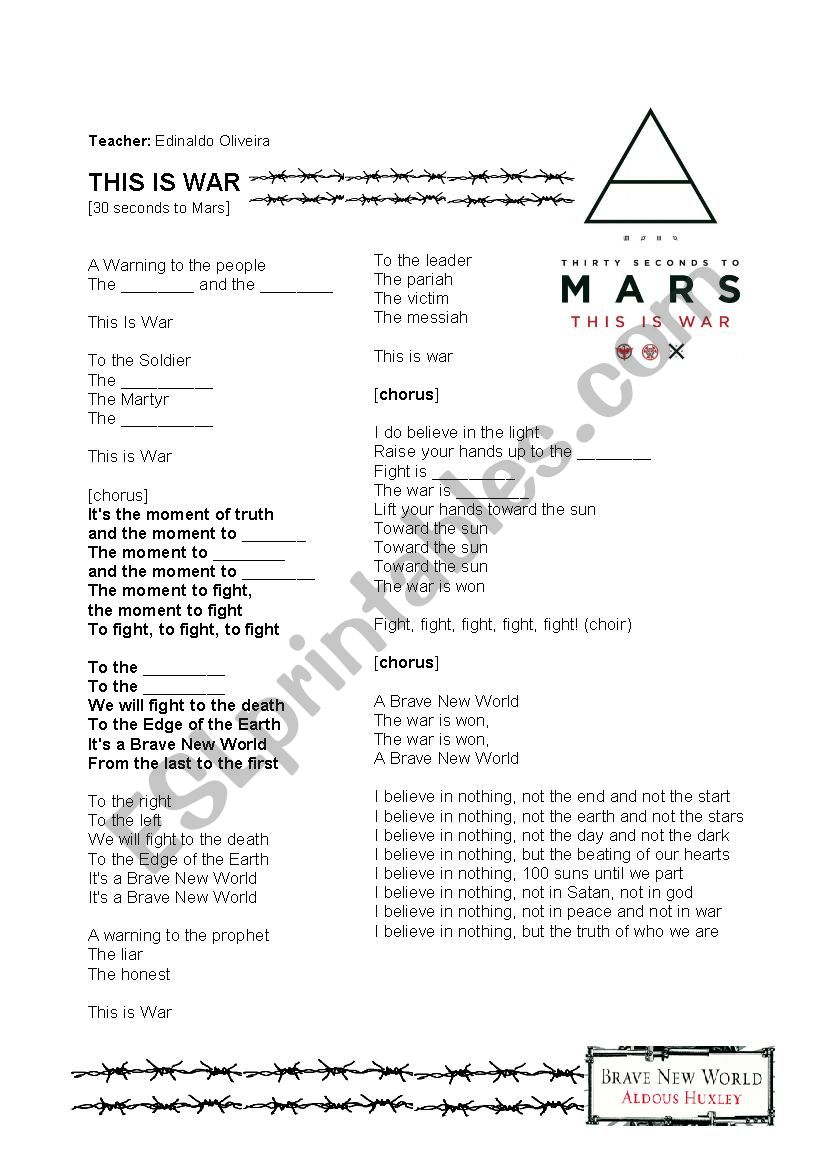 This is War  worksheet