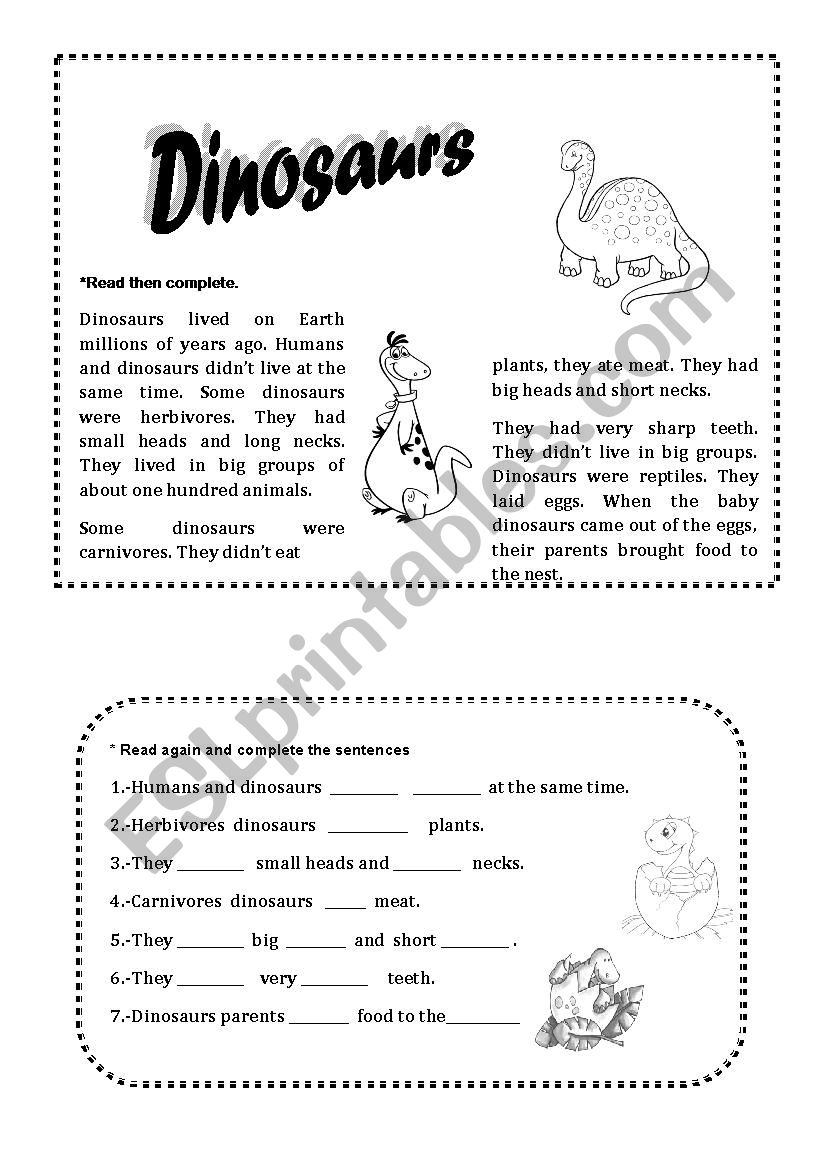 Dinosaurs worksheet