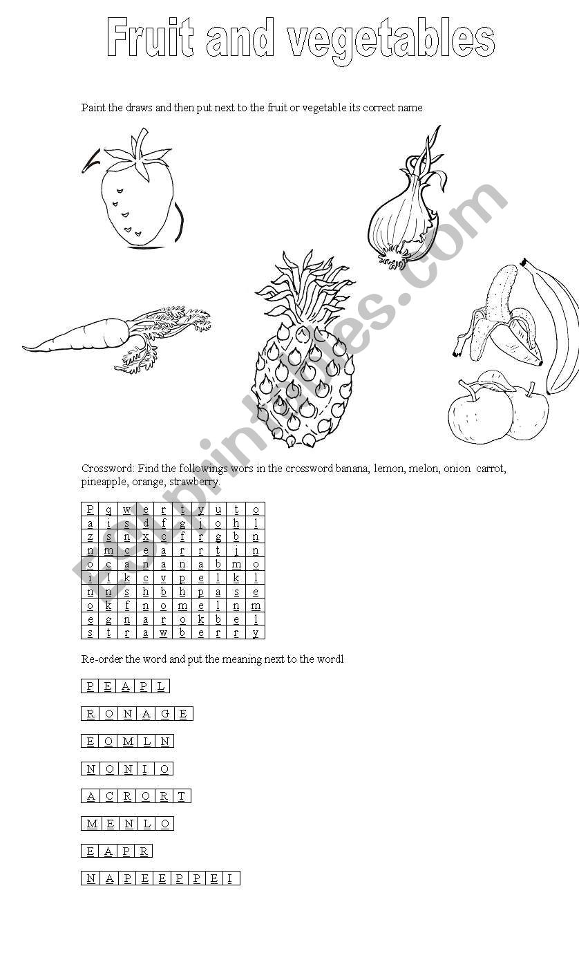 fruits and vegetables worksheet