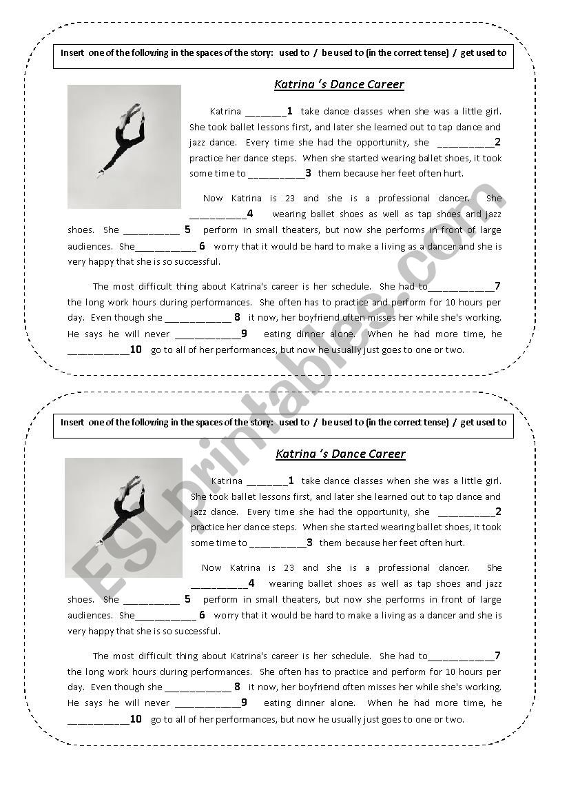  KatrinaÂ´s dancing career worksheet