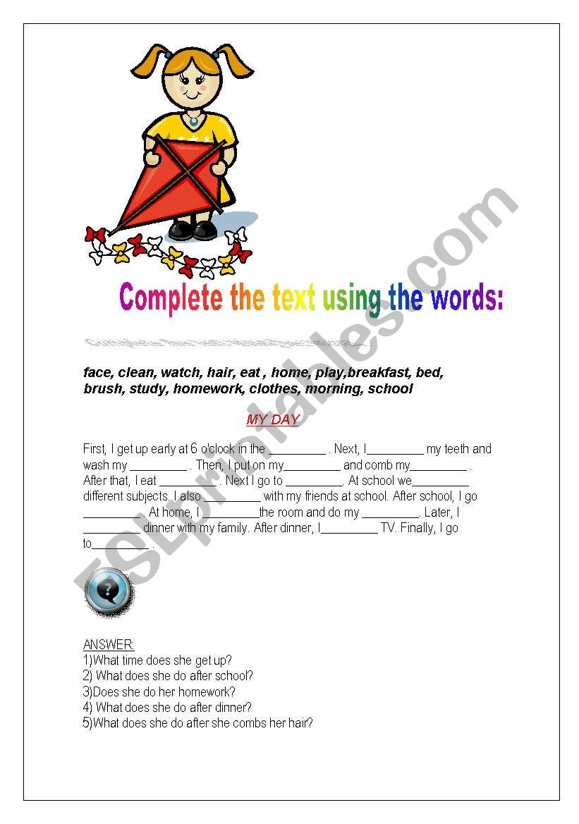 ROUTINES - SIMPLE PRESENT worksheet