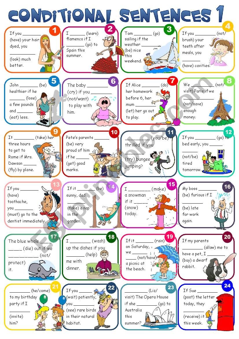 Conditional Sentences - type 1 *Greyscale + KEY*