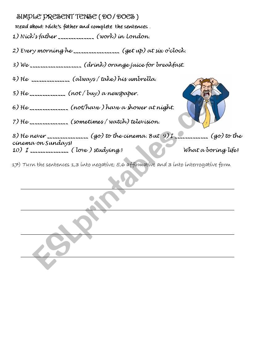 SIMPLE PRESENT TENSE worksheet