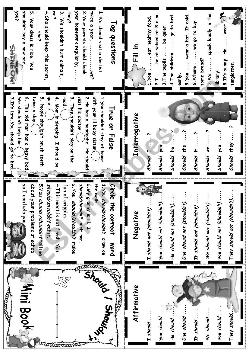 should / shouldnÂ´t mini book worksheet