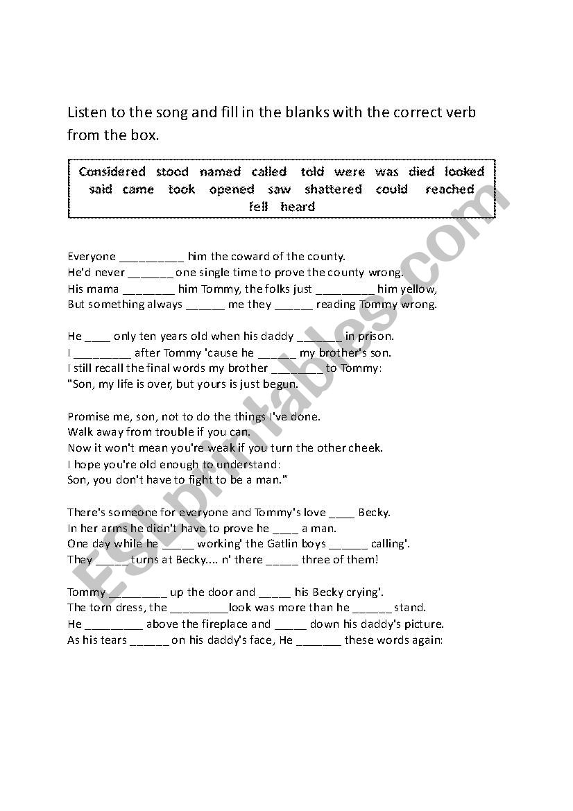 the coward of the county worksheet