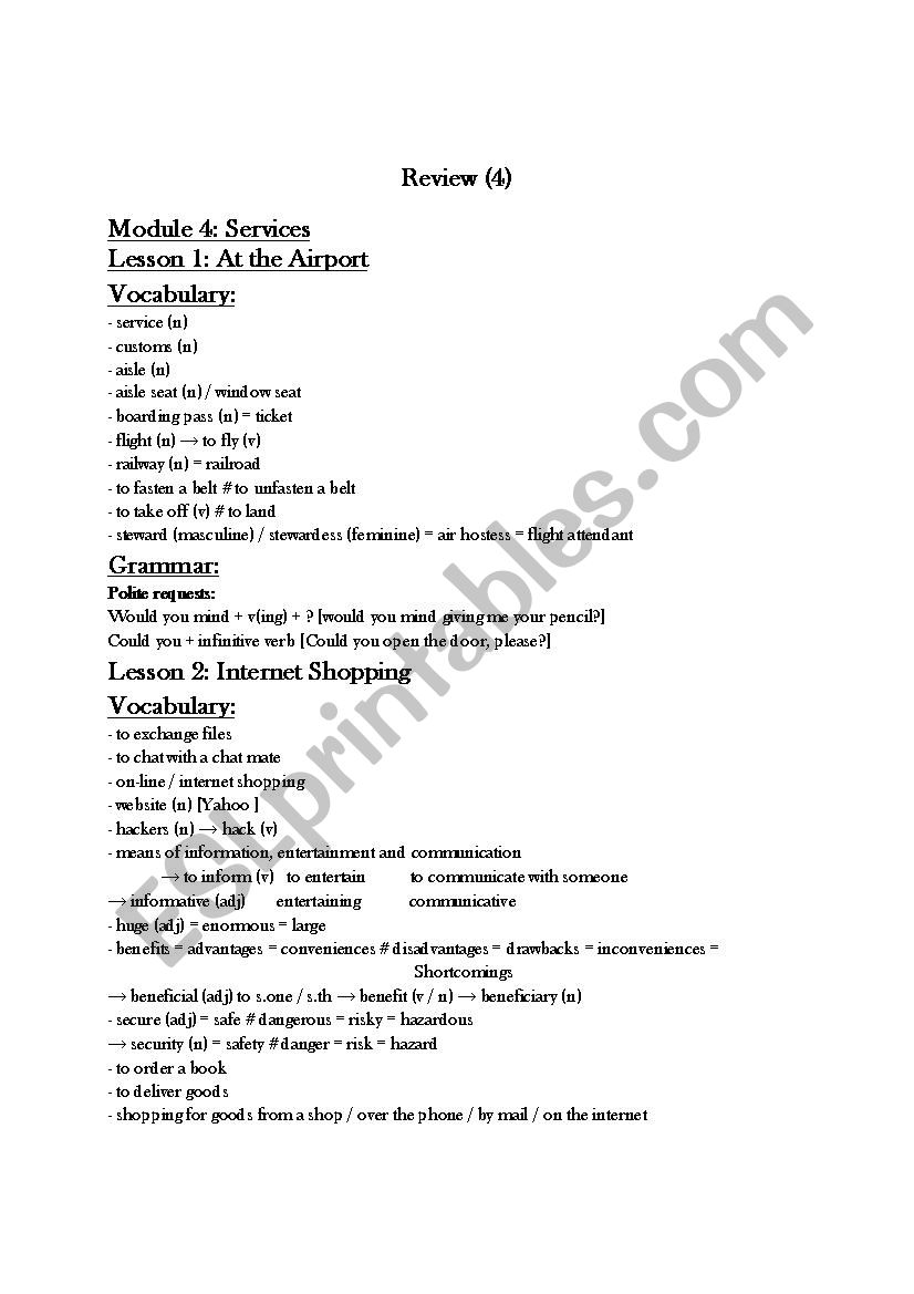 Review 4: Services worksheet