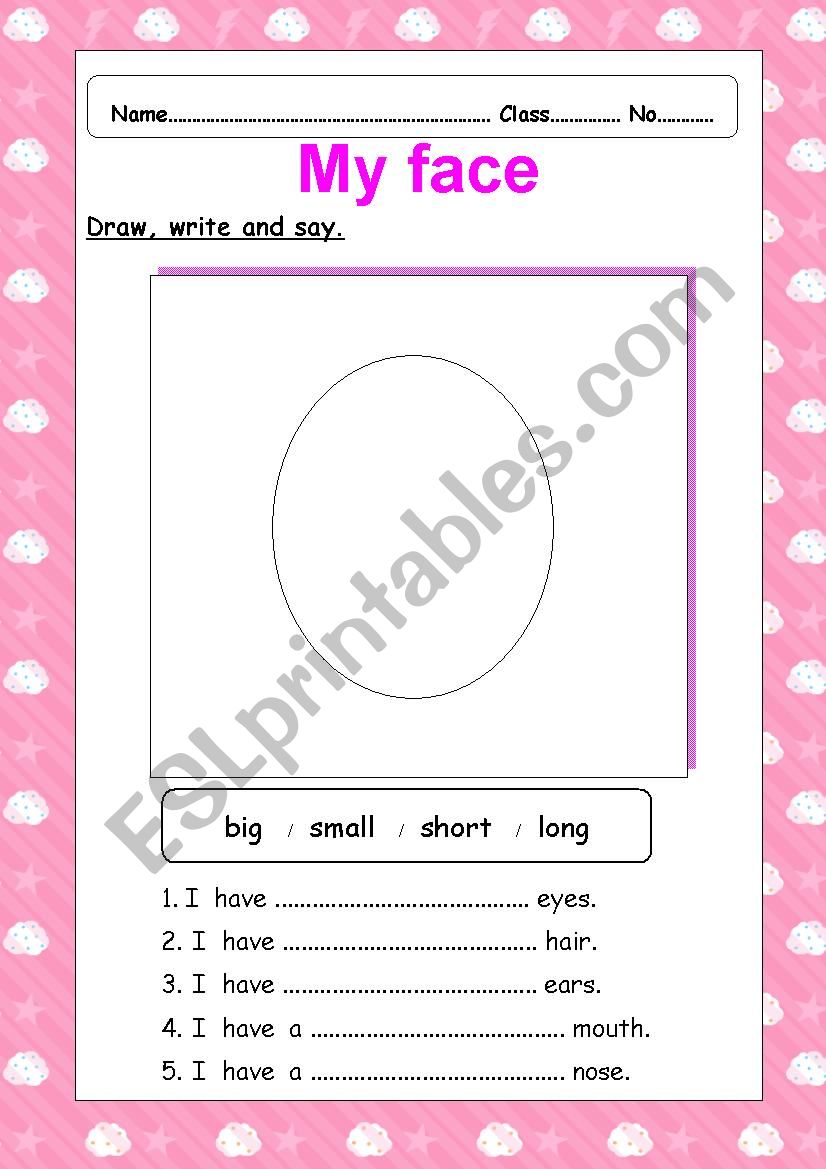 my face worksheet