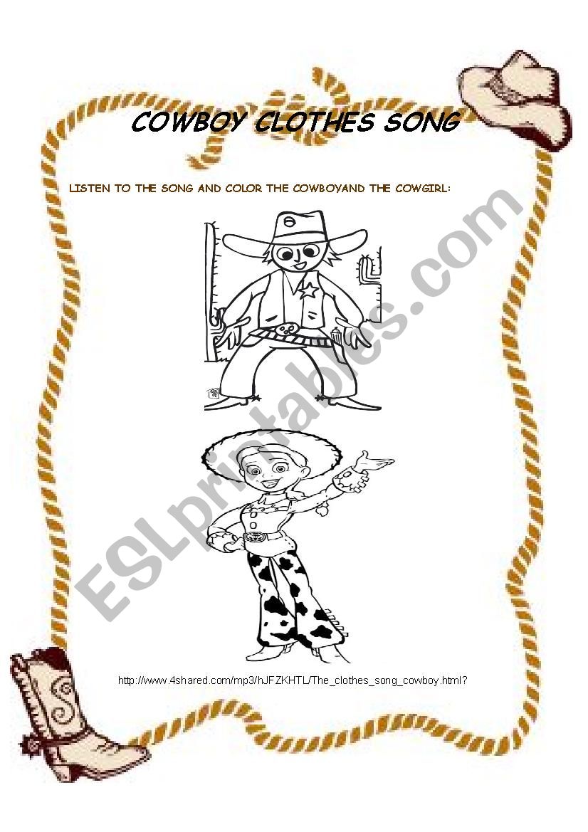 COWBOY CLOTHES SONG worksheet