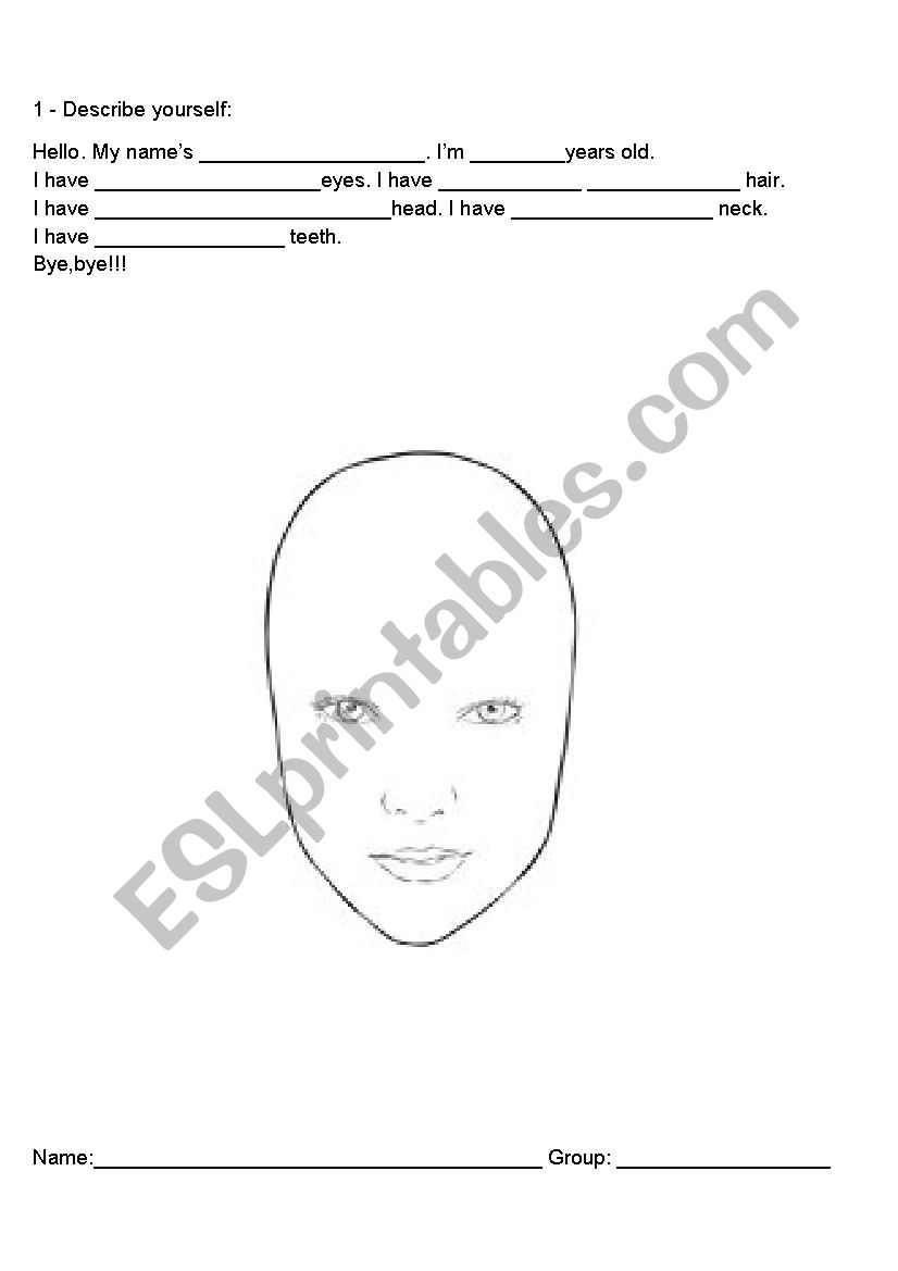 My face worksheet