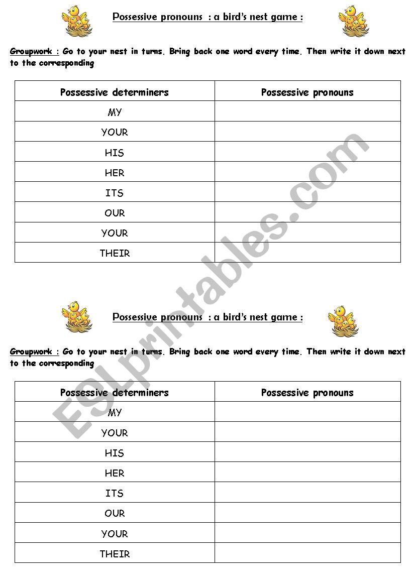 bird-nesting possessive pronouns