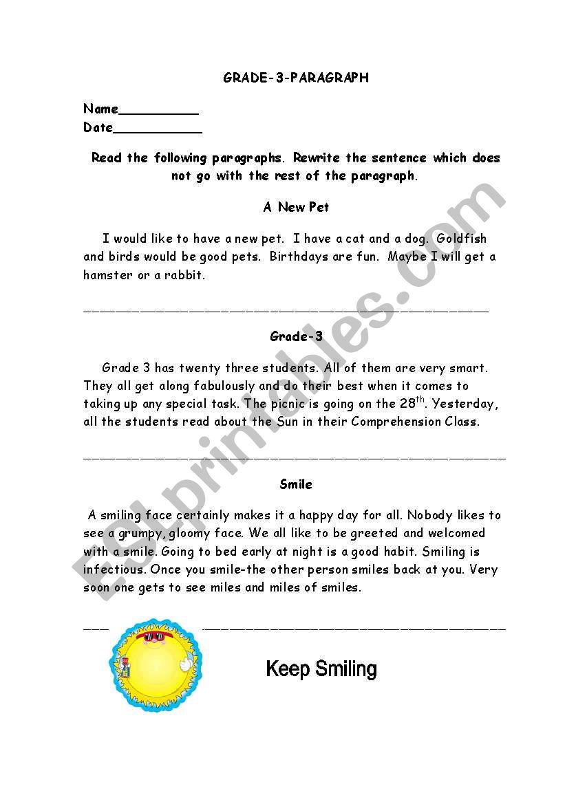 paragraph worksheet