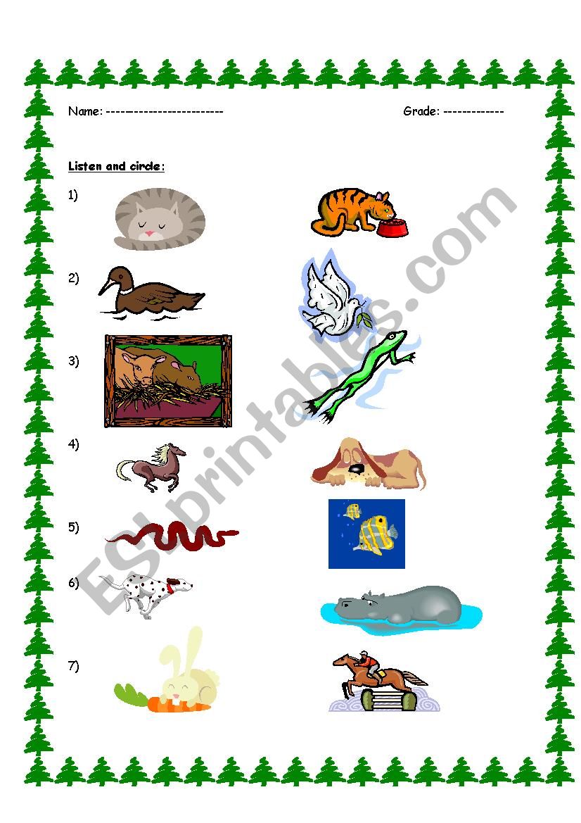 Animal Actions (Listening) worksheet