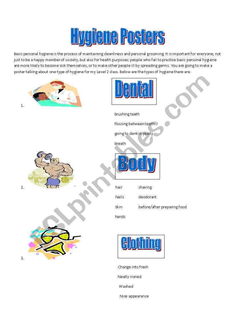 Personal Hygiene Posters worksheet