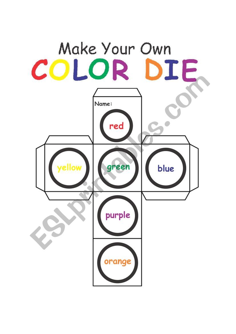Make Your Own Color Die worksheet