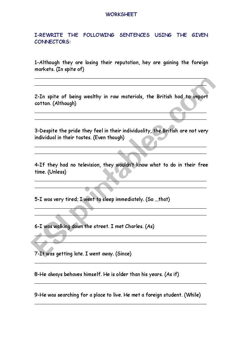 LINKING WORDS worksheet