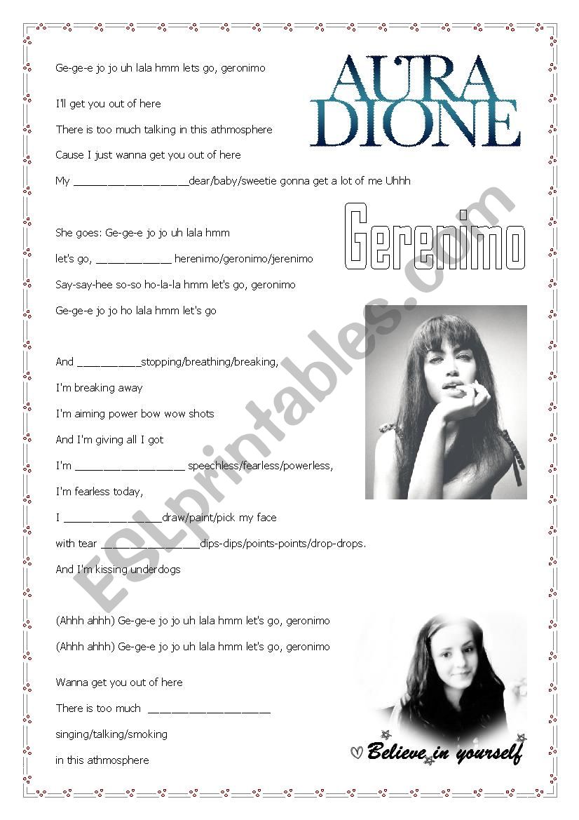 Aura Dione - Gerenimo worksheet