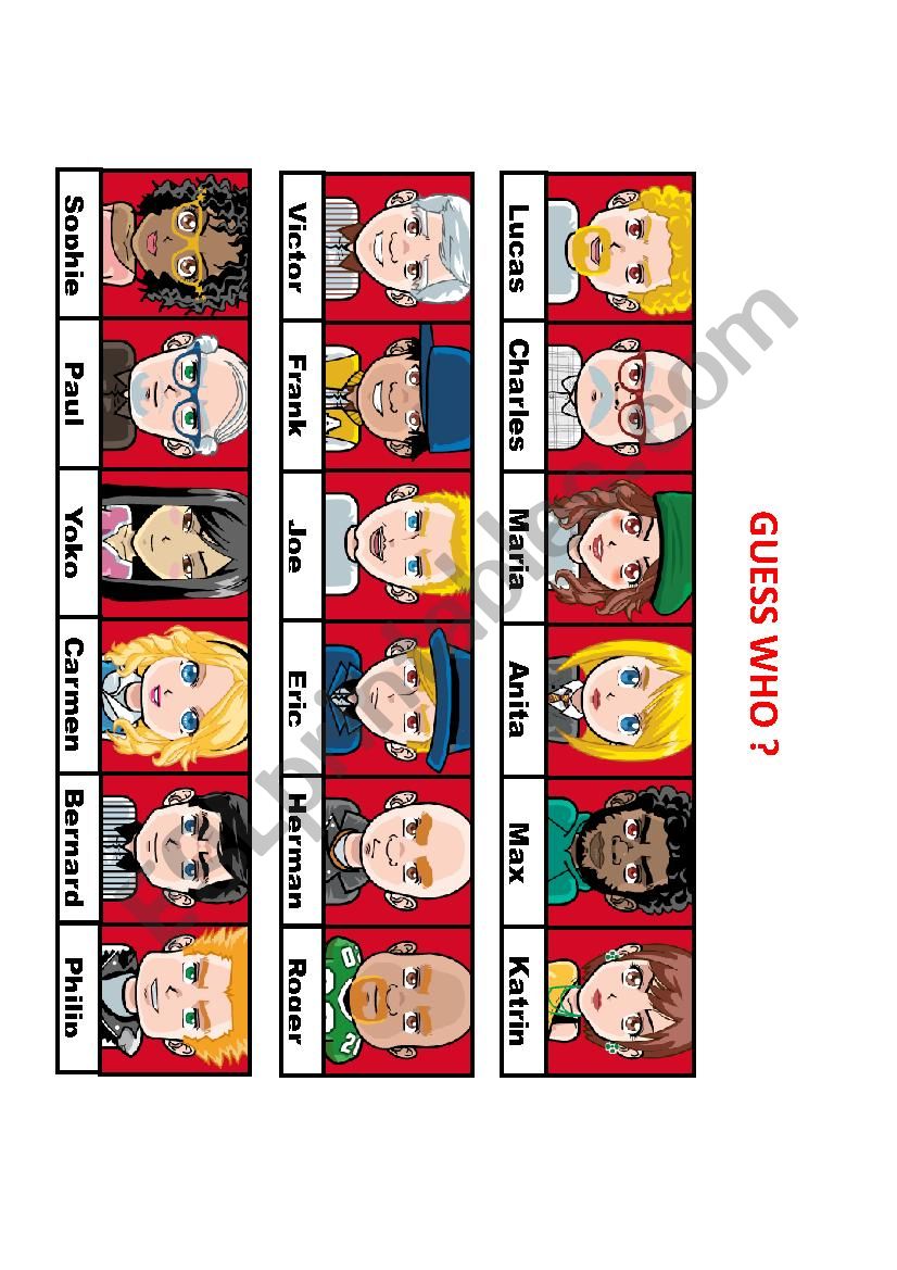 Guess who? ESL worksheet by diddy2703